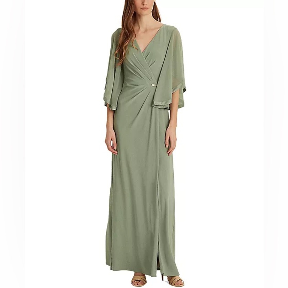 Ralph Lauren Light Sage Draped Maxi Dress